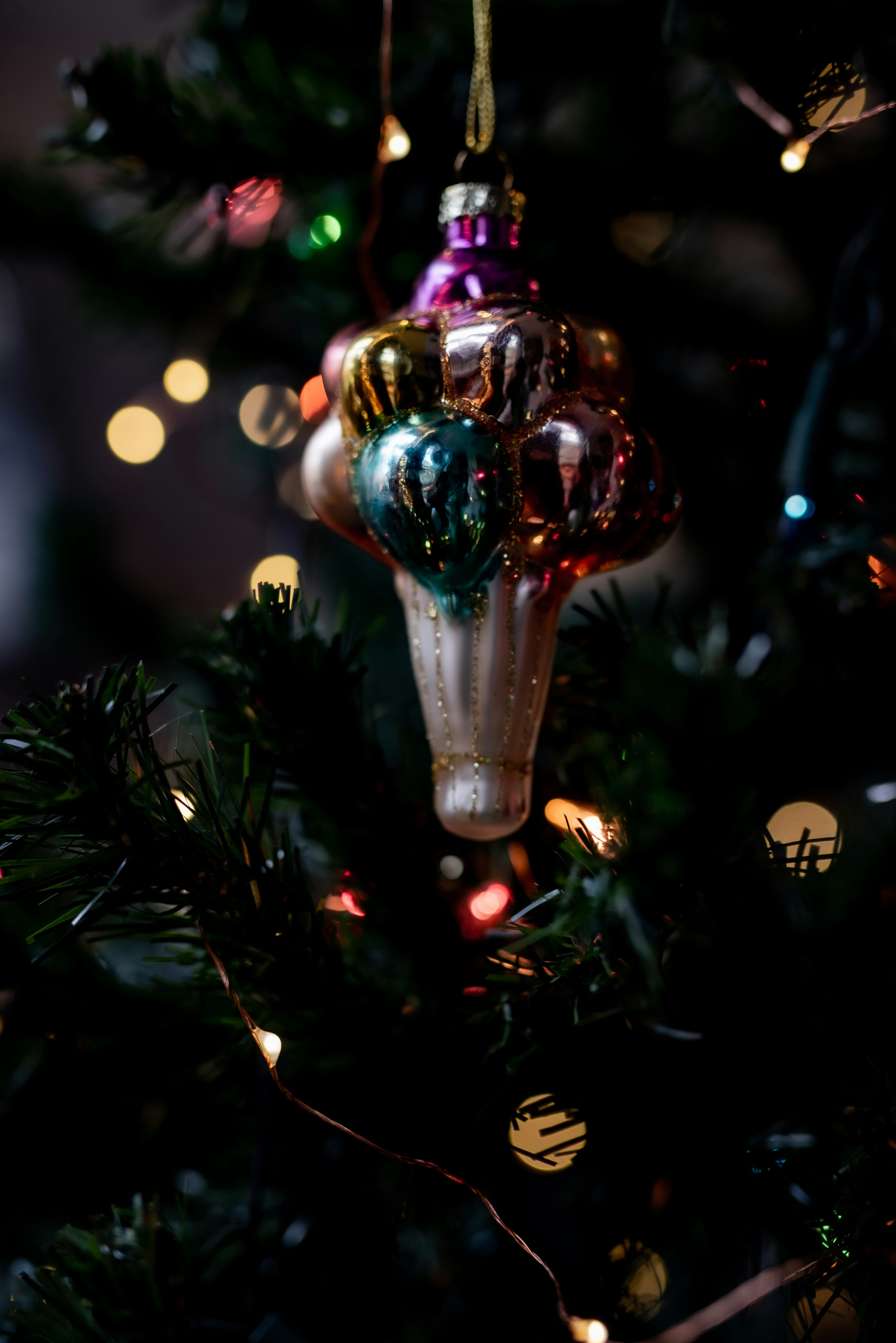 green and red christmas tree ornament